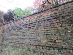 Close up of brickwork on wall of Tanfield Hall November 2016